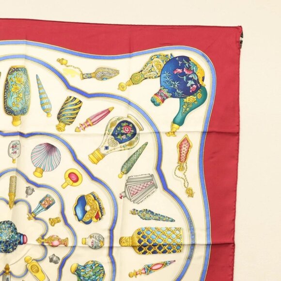 HERMES Carre 90 Scarf ""Pourvu qu'on oit l'ivresse"" Silk White Auth am8729 - Picture 13 of 14